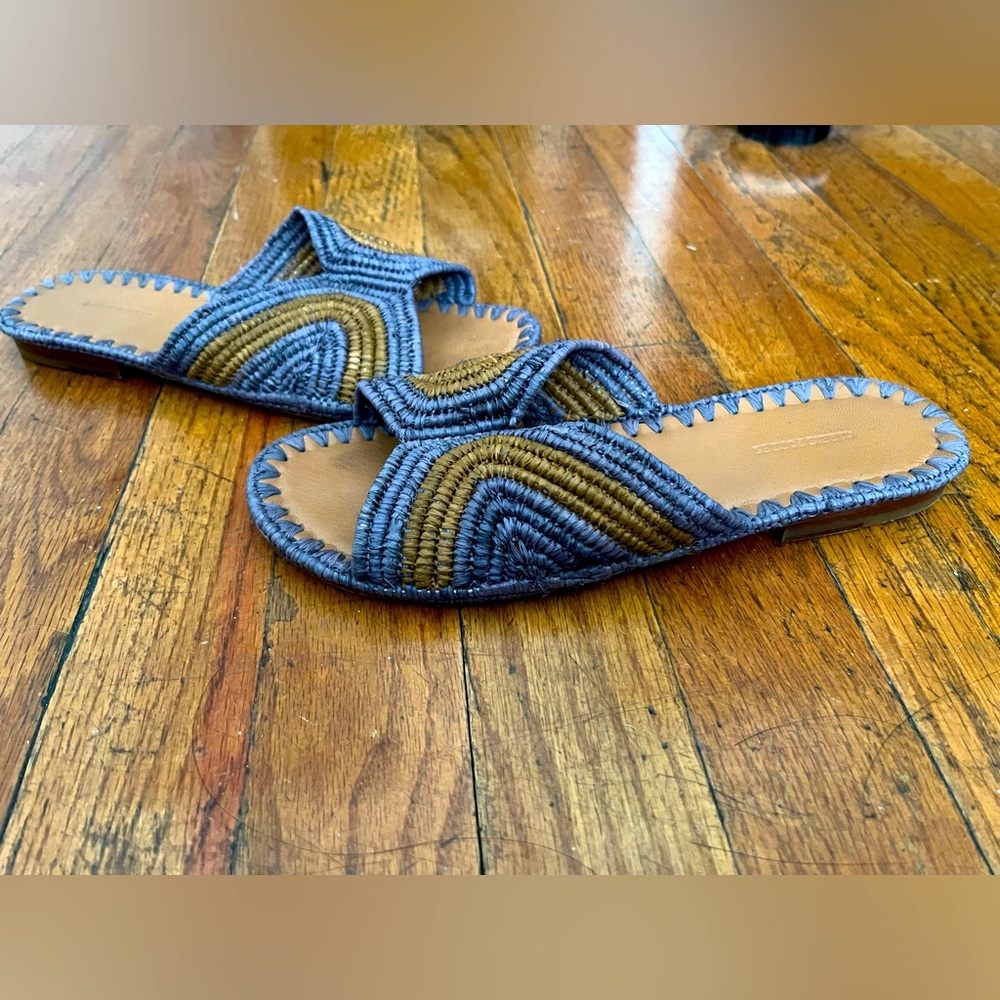 Carrie Forbes vero cuoio slides sandals raffia size 37